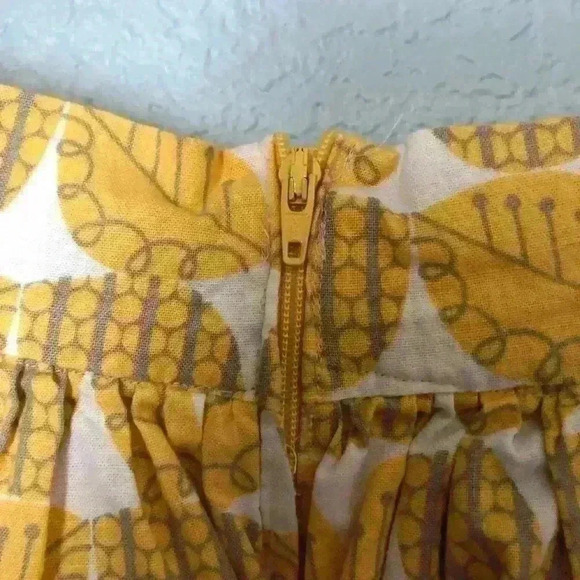 Handmade gathered yellow gray leaves miniskirt with zipper closure M-L? - Picture 5 of 6